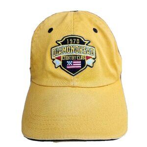 Diamond Head Country Club Embroidered Patchwork Yellow Cotton Golf Hat Cap *READ